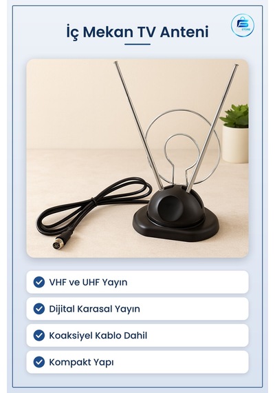 İç Mekan Tv Anteni Vhf Uhf Dijital Karasal Yayın Ev Ofis Televizy