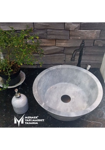 Gri Mermer V Model Lavabo