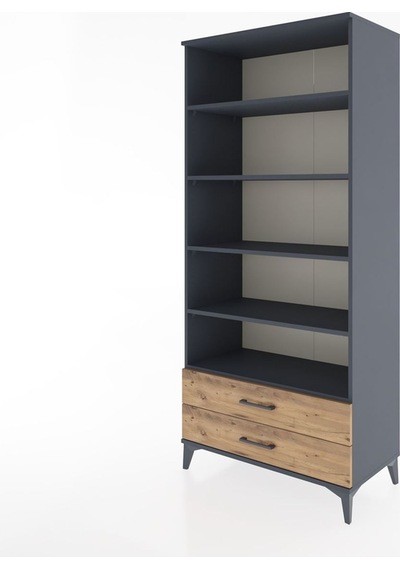 Hyperion Dolap 5 Raflı 2 Çekmeceli 88x44x195 Antrasit-çam Antrasit