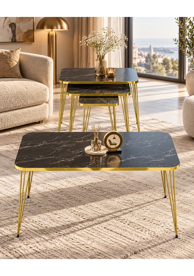 Odera Bendir Siyah Mermer Desenli Orta Sehpa Ve Zigon Sehpa 4'lü Set Metal Tel Ayaklı Modern Retro Salon Sehpası Diğer Odera Bendir Siyah Mermer Desenli Orta Sehpa Ve Zigon Sehpa 4'lü Set Metal Tel Ayaklı Modern Retro Salon Sehpası Diğer