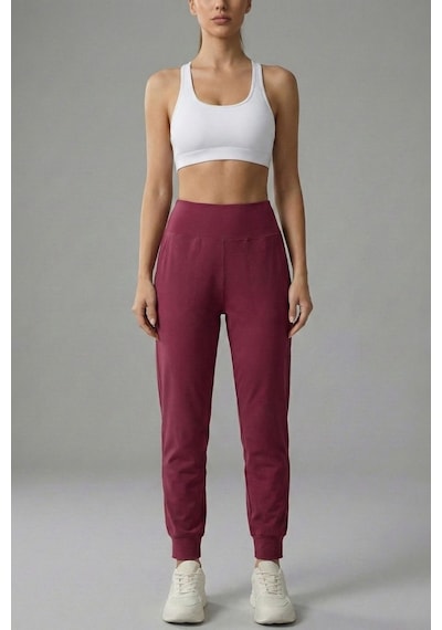 Kadın Eşofman Yüksek Bel Jogger Scuba Kumaş Cepli Rahat Kesim Jogger Eşofman Altı Bordo Kadın Eşofman Yüksek Bel Jogger Scuba Kumaş Cepli Rahat Kesim Jogger Eşofman Altı Bordo