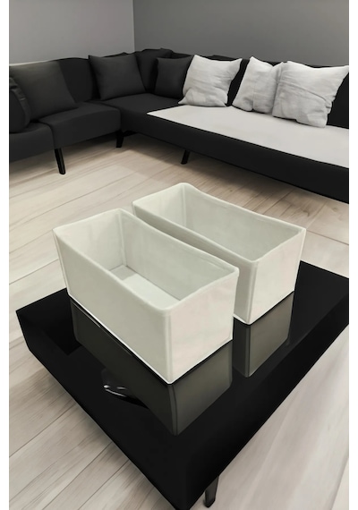 2'li Krem Çekmece Içi Düzenleyici Organizer Set - Çok Amaçlı Dola Krem