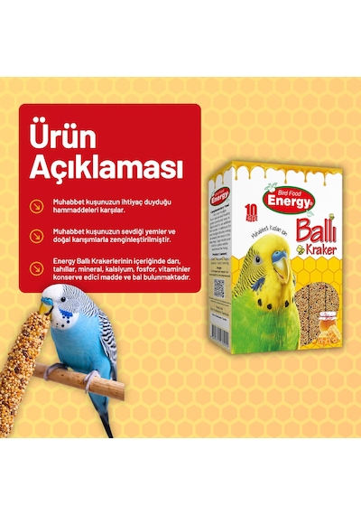 Ballı Muhabbet Kuşu Krakeri 10'lu- 5 Adet 10 Adet
