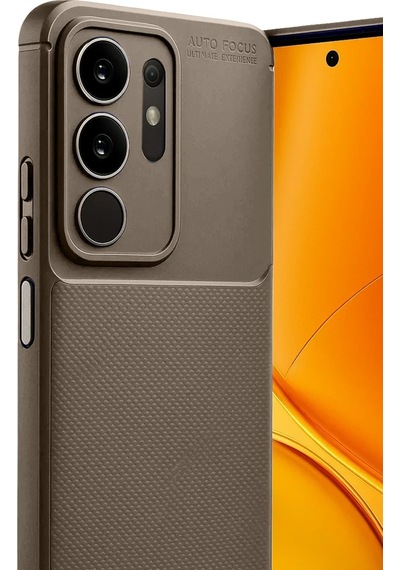 Vivo Y29 4g Uyumlu Kılıf Karbon Tasarım Kamera Korumalı Silikon Telefon Kılıfı Kapak Kahverengi