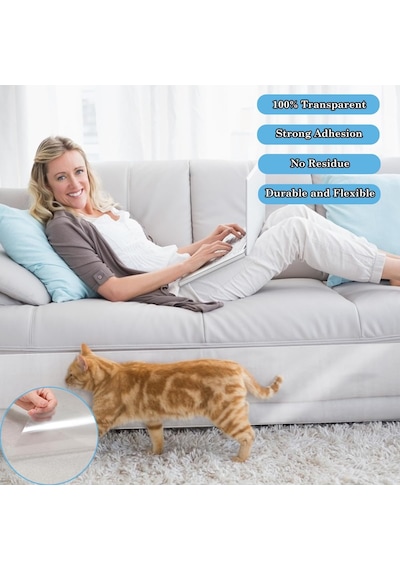 Çizilmeye Karşı Koruma, Kedi Bandı, Kendinden Yapışkanlı, Kedi Tırmalama Folyosu, Şeffaf, 30 Cm