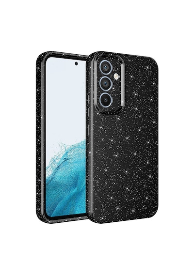 Galaxy Uyumlu A55 Kılıf Kamera Korumalı Simli Parıltılı Lüks Silikon Siyah