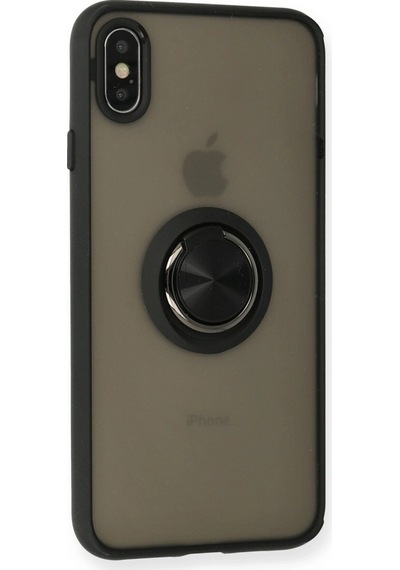 Apple  Uyumlu  iPhone Xs Max Kılıf Montreal Yüzüklü Silikon Kapak Siyah
