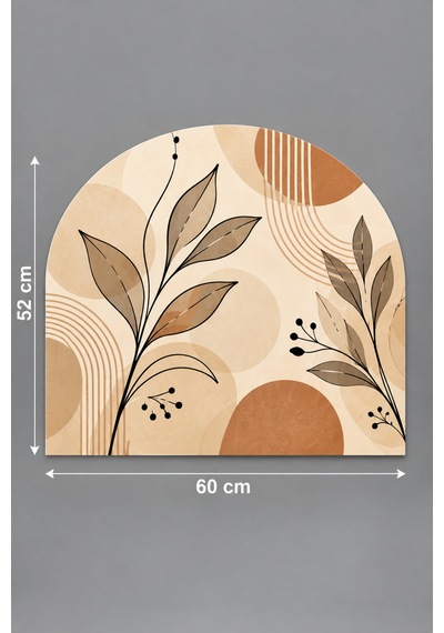 Gökçeoğlu Cam Ocak Arkası Koruyucu Cam Koruyucu Tezgah Ankastre Arkası Oval Şekilli Minimal Botanik Temalı 52 X 60 Çok Renkli