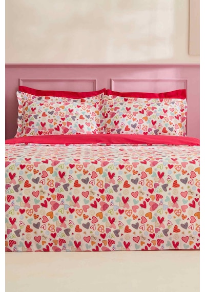 Kaşmir Home Sarah Anderson Amour Glow Kalp Desenli Tek Kişilik Nevresim Takımı Multicolour