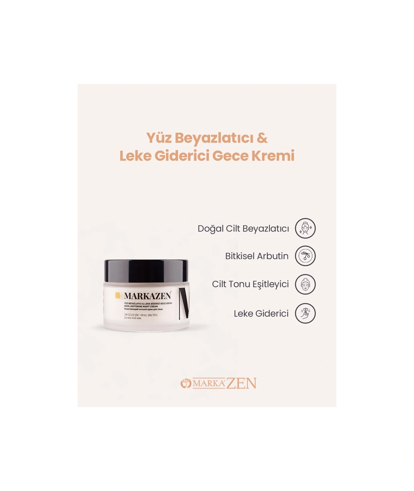 Markazen Cilt Beyazlatıcı Doğal Gece Kremi 50 ML