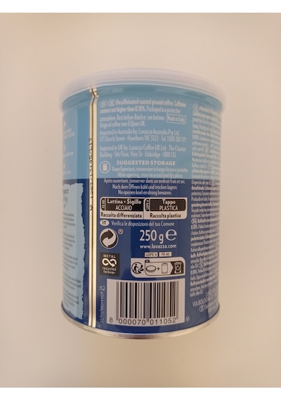 Lavazza Caffe Decaffeinato Öğütülmüş Kafeinsiz Kahve 250 G