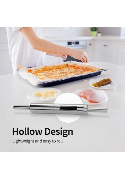 Paslanmaz Çelik Merdane Hamur Açma Rulosu Dönmeli Metal Oklava Ergonomik Saplı Döner Başl Diğer
