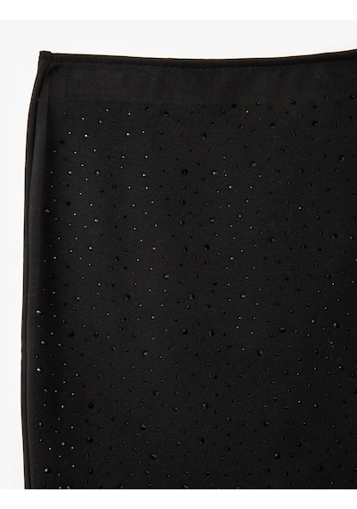 Koton Yüksek Bel Slim Fit Taş Detaylı Mini Abiye Etek Siyah 5sak70012fk Siyah