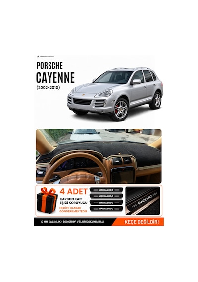 Porsche Cayenne 2002-2010 Uyumlu Torpido Örtüsü, Torpido Kılıfı - Siyah-bej - Po001