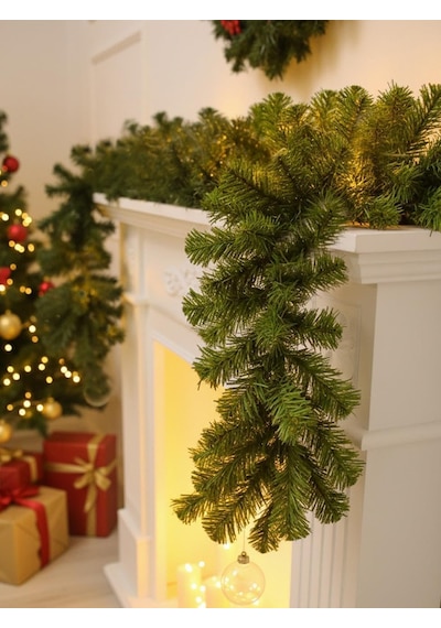 Yılbaşı Dekor Süsleri Yeşil Çam Dalı Garland Yılbaşı Ağacı Süsü 240 Cm, 100 Dal Diğer