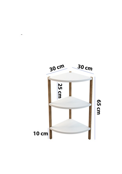 Modern İskandinav 3 Katlı Ahşap Çiçeklik & Dekoratif Köşe Rafı