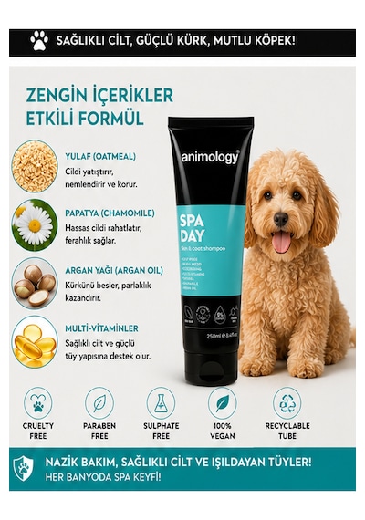 Animology Spa Day Skin & Coat Cildi Ve Kürkü Besleyici Ve Tüy Yapısını Onarıcı Köpek Şampuanı 250 Ml