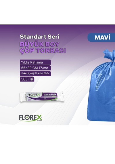 Florex-526 65x80cm.çöp Torbası 10 Adet Standart Büyük - 50'li Paket