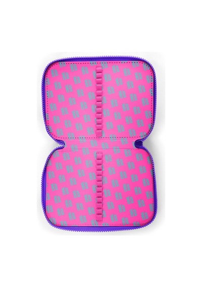 Coral High Mor Leopar Desenli Çift Katlı Kalem Çanta 11132 Mor