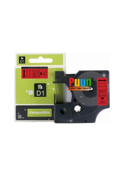 Puun Dymo D1 45017 S0720570 12MM x 7 Mt. Uyumlu Kırmızı Etikete S