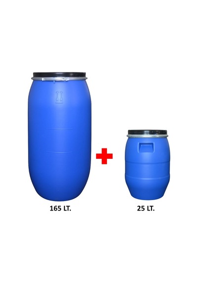 Plastik Varil Seti - 1 Adet 165 Lt. + 1 Adet 25 Lt. Bidon