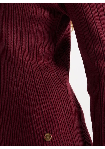 Mustang Bordo Kadın Yarım Balıkçı Yaka Basic Kazak M5wl-kzk1079