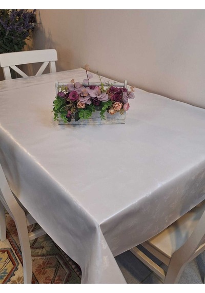 Elyaflı Pvc Masa Örtüsü Modern, Dayanıklı, Silinebilir Ve Şık Görünüm Dkrm517 Beyaz
