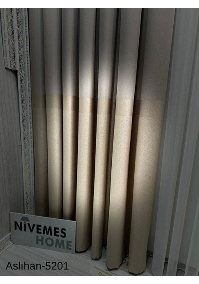 Nivemeshome Aslıhan Vizon Ft632116 V-5201 1/3 Sık Pile Fon Perde Apm Vizon