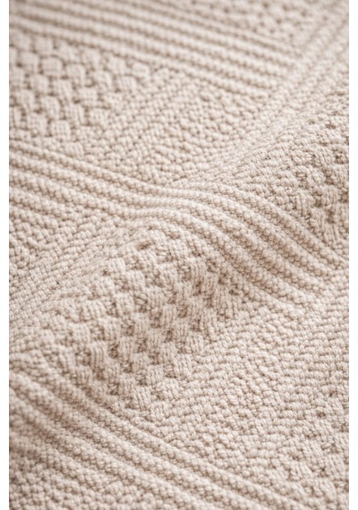 Pamuklı Runner Bohem Tarz Düz Krem Dokulu Kabartmalı Runner 40x110 Ebat krem