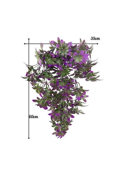 Yapay Çiçek Dev Sarkan Defne Buketi Dekoratif Sarkan Çiçek Güneşe Dayanıklı Uv Katkılı 60 35cm Lila