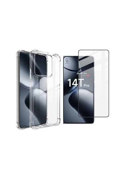 Xiaomi Mi 14t Pro Uyumlu Köşe Dolgulu Anti Shock Telefon Kılıfı Ve 5d Kırılmaz Cam Ekran Koruyucu
