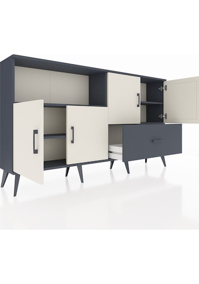 Arges Konsol 4 Raflı Tek Çekmeceli 4 Kapaklı 176x30x99 Antrasit-a Antrasit-aytaşı/antrasit Arges Konsol 4 Raflı Tek Çekmeceli 4 Kapaklı 176x30x99 Antrasit-a Antrasit-aytaşı/antrasit