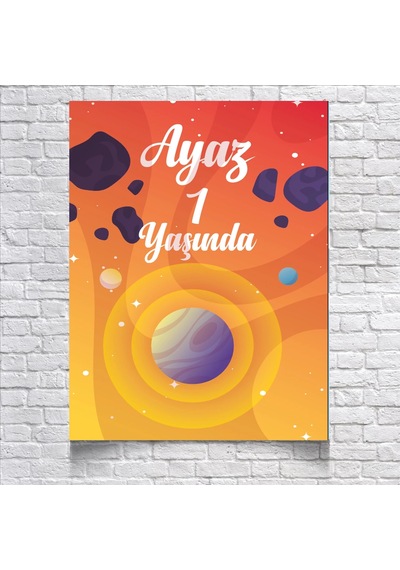 Uzay Ve Gezegenler Temalı Doğum Günü Afişi 50x70 Cm