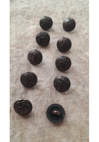 Antık Bakır Metal Düğme 10 Mm 10 Adet