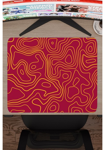 Sarı Kırmızı 48x40 Xl Taraftar Gaming Oyuncu Mouse Pad Kaymaz Taban Büyük Fare Altlığı Topography