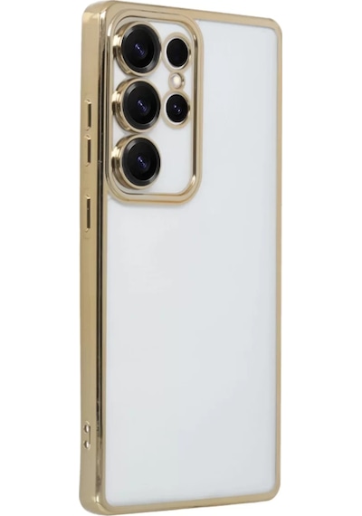 Newface Samsung Galaxy S25 Ultra Kılıf Razer Lensli Silikon - Gold Altın