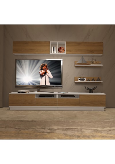 Decoraktiv Trendstyle 5220s Mdf Tv Ünitesi Tv Sehpası - Beyaz Pera Beyaz - Meşe