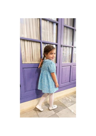 Poala Kids Mavi Çiçekli Elbise