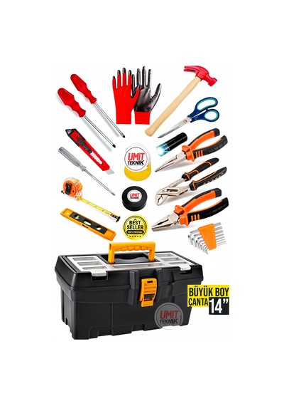 Hobi Ve Profesyonel Ev, Ofis,garaj14" Takım Çantası Penseyankeski,tornavida Set,3 Metre Premium Set