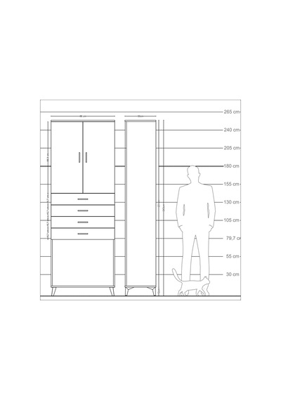 Arges Dolap 3 Raflı 4 Çekmeceli 2 Kapaklı 88x30x243 Aytaşı-ay... Aytaşı