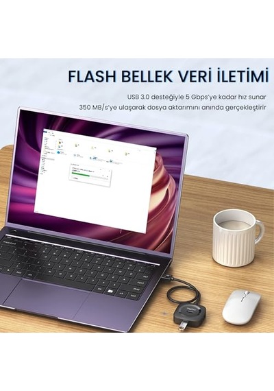 4 Port Usb 3.0 Çoklayıcı Hub Siyah