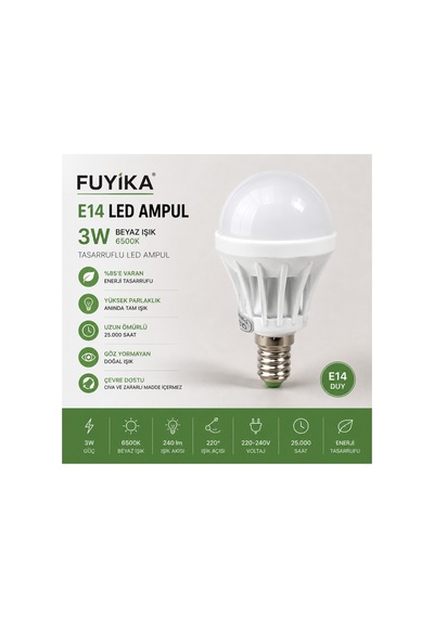 Fuyika E14 Led Ampul 3w Beyaz Işık Tasarruflu Ampul Tekli