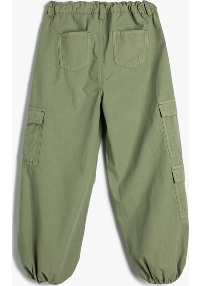 Koton Jogger Kargo Pantolon Pamuklu Beli Bağlamalı Cepli Haki 4skg40028ad Haki