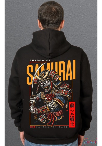 Bumeta Shadow Of Samurai Samuray Sweatshirt Unisex Kapüşonlu Hoodie Siyah