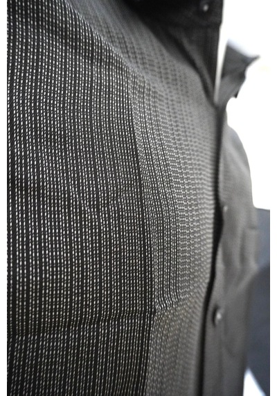 Elitpark Midnight Texture Desenli Pamuklu Cepli Erkek Gömlek Siyah