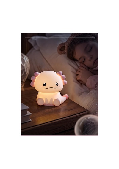 Sevimli Axolotl Gece Lambası Beyaz Beyaz
