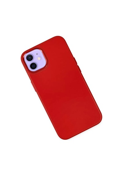 Newface Apple İphone 12 Kılıf Asya Deri Silikon - Kırmızı