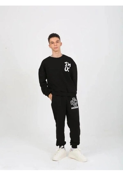 Marions Çocuk I'm Ok Yazılı 2 İplik Sweatshirt-15233 Siyah
