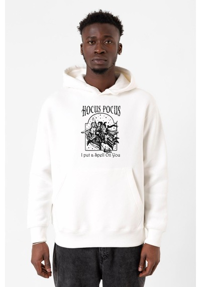 Hocus Pocus I Put A Spell On You Beyaz Erkek 3ip Kapşonlu Sweatshirt 001