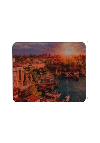 Baskılı Şehir Manzaraları Desenli Renkli Tip Kaymaz Taban Optik Bilgisayar Notebook Mouse Pad Maus Pad Antalya Yat Limanı